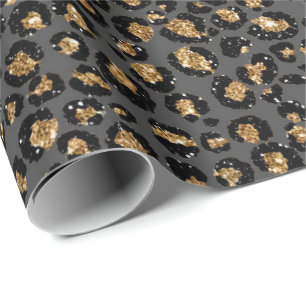 Papel De Presente Do preto animal do ouro branco do leopardo Lux
