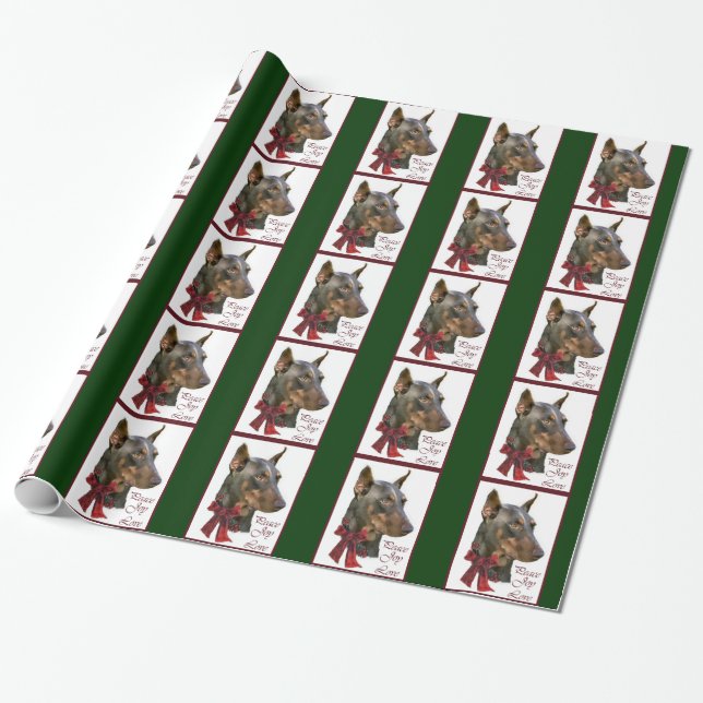 Papel De Presente Doberman Pinscher Christmas (Desenrolado)