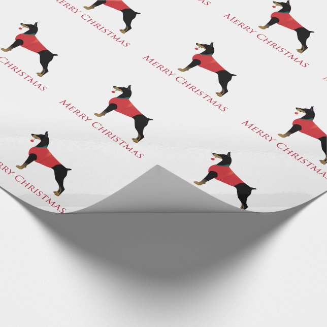 Papel De Presente Doberman Pinscher Dog Feliz Design de Natal (Ponta)