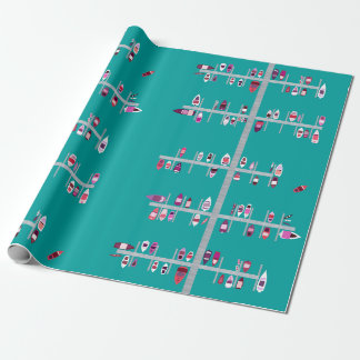 Papel De Presente Docas rosa e vermelho do barco no Aqua