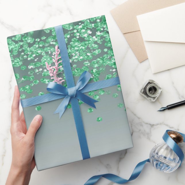 Papel De Presente Doce 16 Aniversário Brilhante com Glitter Verde Ca (Presentear)