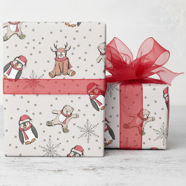 Papel De Presente Doce Bebês Primeiro Natal Animais de inverno