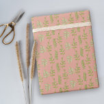 Papel De Presente Doce Botânico Desenhado à Mão Rosa Moderno 16 Aniv<br><div class="desc">Papel de embrulho cor-de-rosa moderno,  criado com botânicos pintados à mão num bonito fundo cor-de-rosa. Arte original de Leslie Larson.</div>