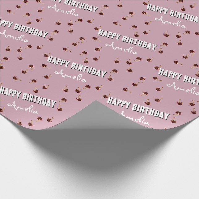 Papel De Presente Doce Cereja Aniversário Personalizado (Ponta)