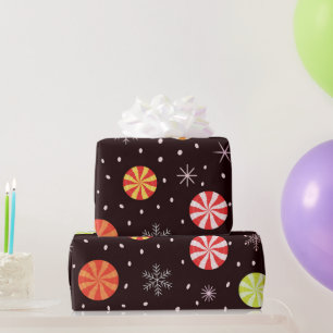 Papel De Presente Doce Colorido De Natal Peppermint Com Floco De Nev