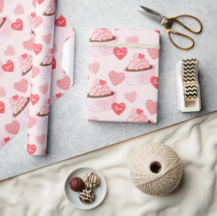 Papel De Presente Doce Cupcakes Adoram Crianças Feliz Dia dos Namora