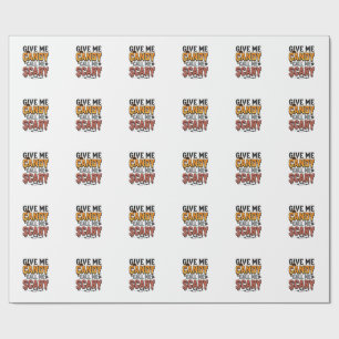 Papel De Presente Doce de Halloween Me Dê Doce Me Ligue Assustador_1