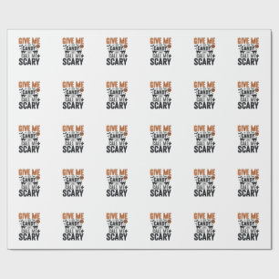 Papel De Presente Doce de Halloween ou Me Chame de Assustador Gráfic