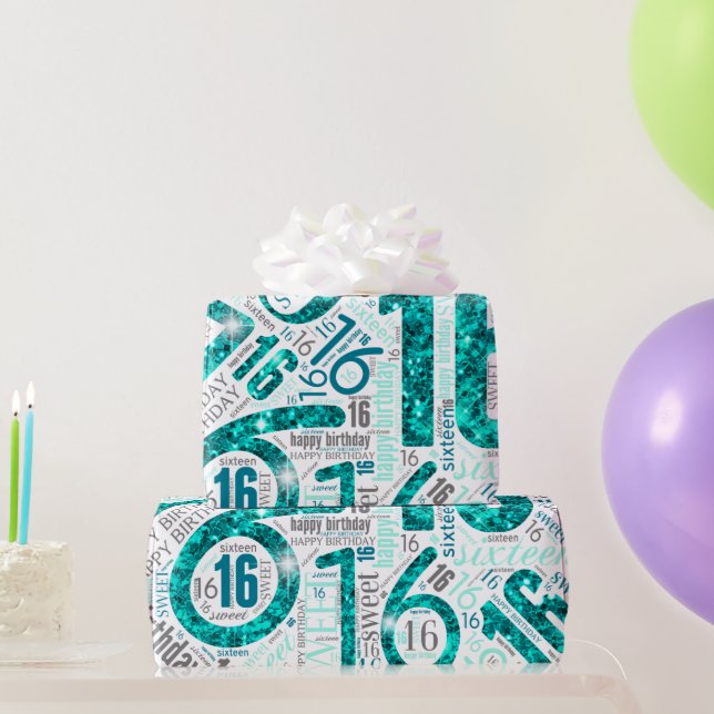 Papel De Presente Doce Dezesseis Nuvens de Palavras Esparsas White I (Presentes para festas)