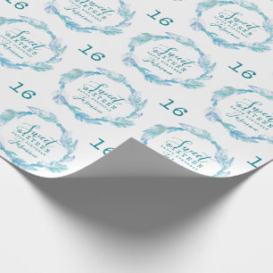 Papel De Presente Doce dezesseis penas miçangas aqua cor branca