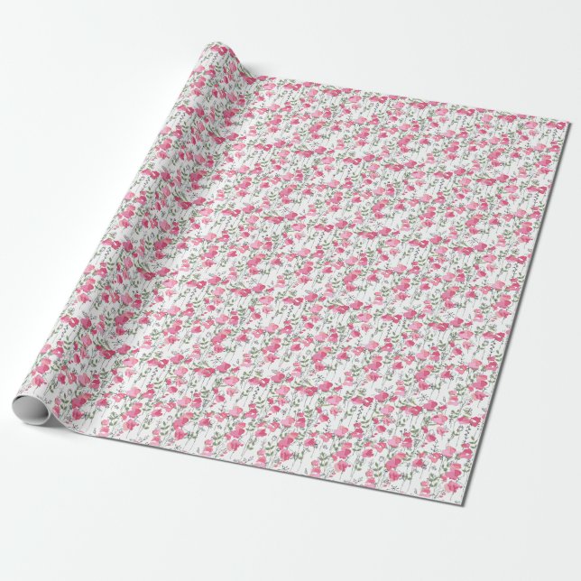 Papel De Presente Doce Ervilha: Textura Floral de Verão. (Desenrolado)