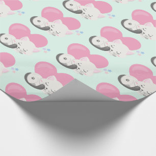 Papel De Presente Doce Gatinha Dormindo com um Grande Coração ao Fun