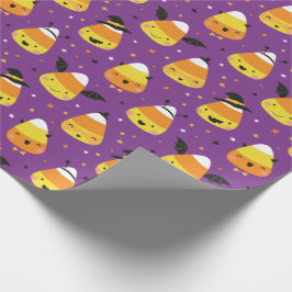 Papel De Presente Doce Halloween Candy Corns fantasiados de roxo