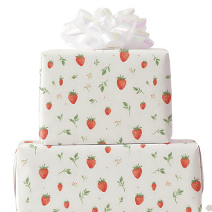 Papel De Presente Doce Morango Com Padrão Fofo