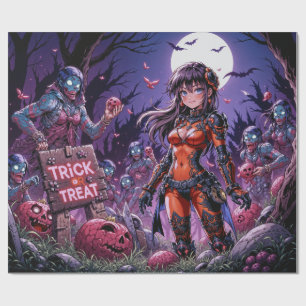Papel De Presente Doce ou Travessura Zumbis do Halloween Distribuind