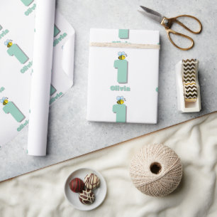 Papel De Presente Doce para Ser Um 1º Aniversário Abelha Bumble Fofa