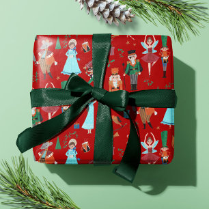 Papel De Presente Doce Quebra-Nozes Vermelho Natal Férias