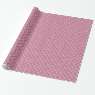 Papel De Presente Doce Rosa Rosa e Branco Damask Floral