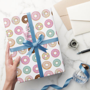 Papel De Presente Doce Rosquinha Aniversário   Festa Colorida de Cri