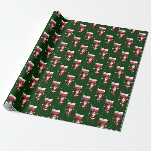 Papel De Presente Doce Santo Nicholas Com Bandeira De Polônia (Desenrolado)