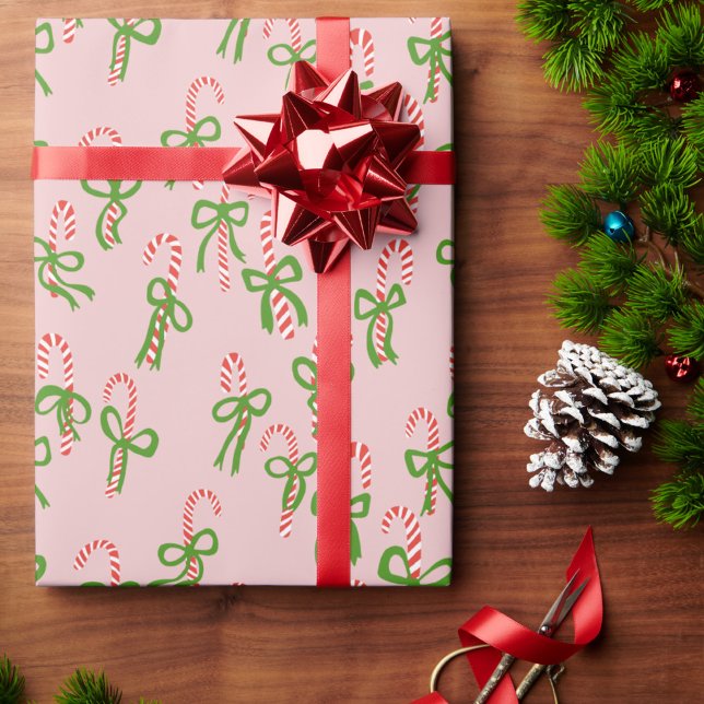 Papel De Presente Doces Canas de Natal Natal Férias (Cute Christmas Candy Canes Xmas Holiday Wrapping Paper
)