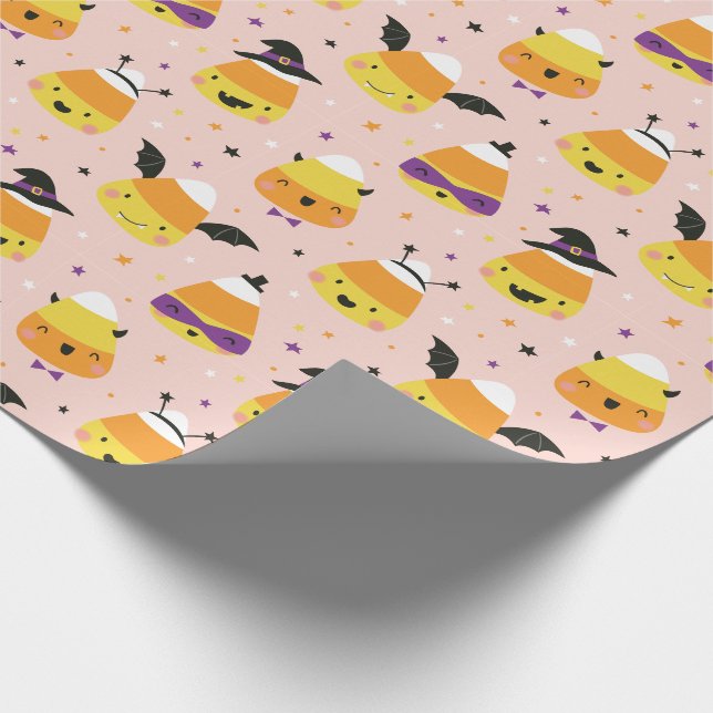 Papel De Presente Doces de Halloween fofos de milho em fantasias (Ponta)