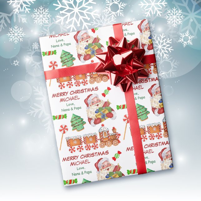 Papel De Presente Doces de Natal Bonitos do Pai Natal Personalizados (Criador carregado)