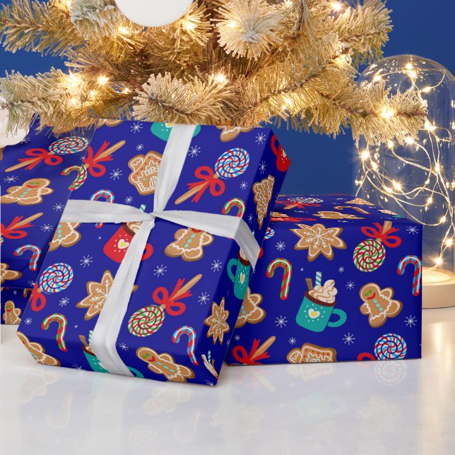 Papel De Presente Doces de Natal Festivos, Biscoitos e Chocolate Que (Feriados)