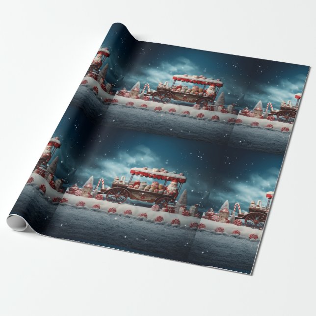 Papel De Presente Doces de Natal Whimsso Carrinho 3 (Desenrolado)