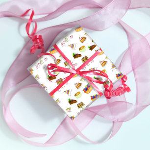 Papel De Presente Doces Desserts Watercolor Com Café E Chá