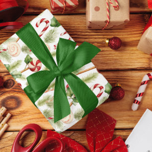 Papel De Presente Doces e doces bonitos e vegetação natalícia