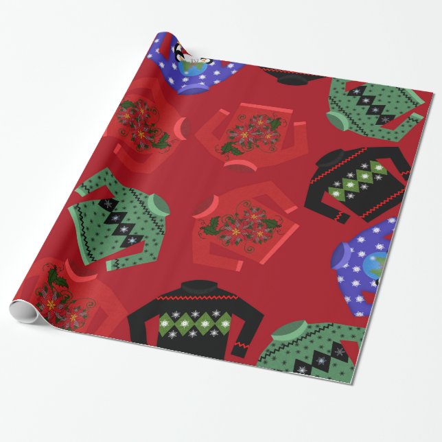 Papel De Presente Doces Feios De Natal Com Papel Brilhante (Desenrolado)