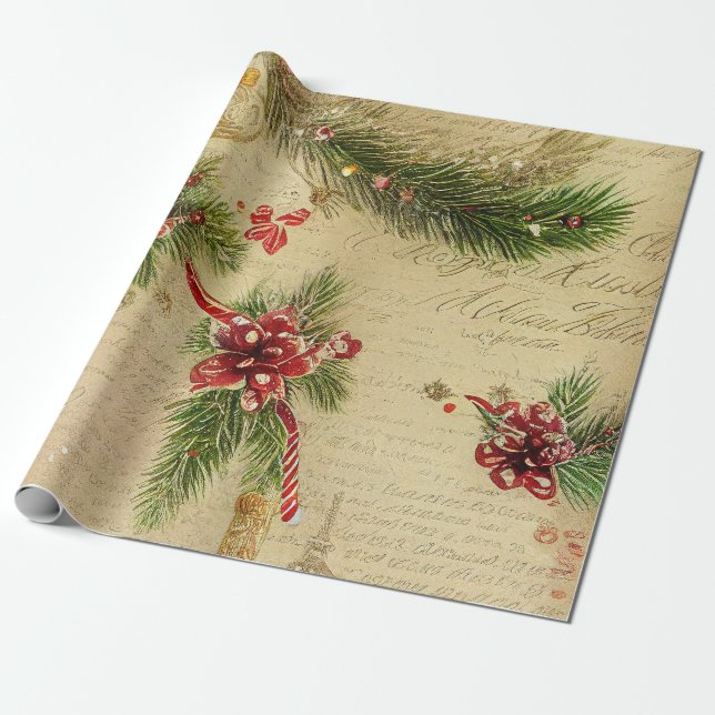 Papel De Presente Doces, folhas e ornamentos Natal (Desenrolado)