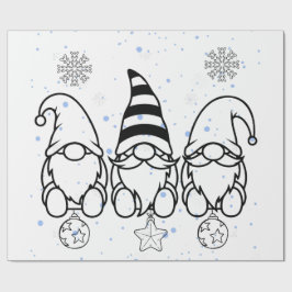 Papel De Presente Doces Gnomos de Natal Design de Feriado.
