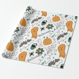 Papel De Presente Doces Ilustrações de Abóbora Fantasma de Halloween