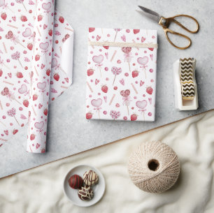 Papel De Presente Doces Rosa Dia dos Namorados