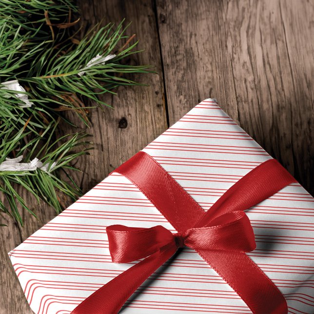 Papel De Presente Doces vermelhos e brancos divertidos podem tirar o (Fun Red & White Candy Can Stripe Festive Christmas Wrapping Paper)
