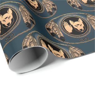 Papel De Presente Documento de Arte do Lobo das Primeiras Nações