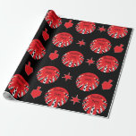 Papel De Presente Documento de enrolamento de Hanukkah "Vermelho, Br<br><div class="desc">"Hanukkah Happy/Red,  White & Black". Apresentando nosso novo presente "Hanukkah Happy" com velas pretas e brancas padronizadas e estrelas dançantes e sonhos ao fundo. Escolha entre 4 estilos e 5 tamanhos de papel de empacotamento. Aproveite e obrigados para parar e comprar. Seu negócio é muito apreciado. Feliz Hanukkah!</div>