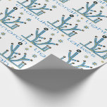 Papel De Presente Documento de Moldagem de Hanukkah "Blue Bling Meno<br><div class="desc">Hanukkah Gift Quebra "Menorás Azuis". Aproveite o meu design de papel de embalagem mais recente. O preço varia conforme você escolhe entre 4 tipos e 5 tamanhos de papel. Obrigados para parar e comprar. Seu negócio é muito apreciado. Aproveite! Chag/Happy Chanukah/Hanukkah!!</div>