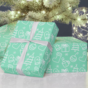 Papel De Presente Dodles de Natal Mint Sea Glass Gift Verde
