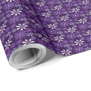 Papel De Presente Dodó Floral Violeta Repleto