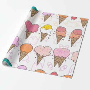 Papel De Presente Doentes doces - Encapsulamento Premium com Sorvete