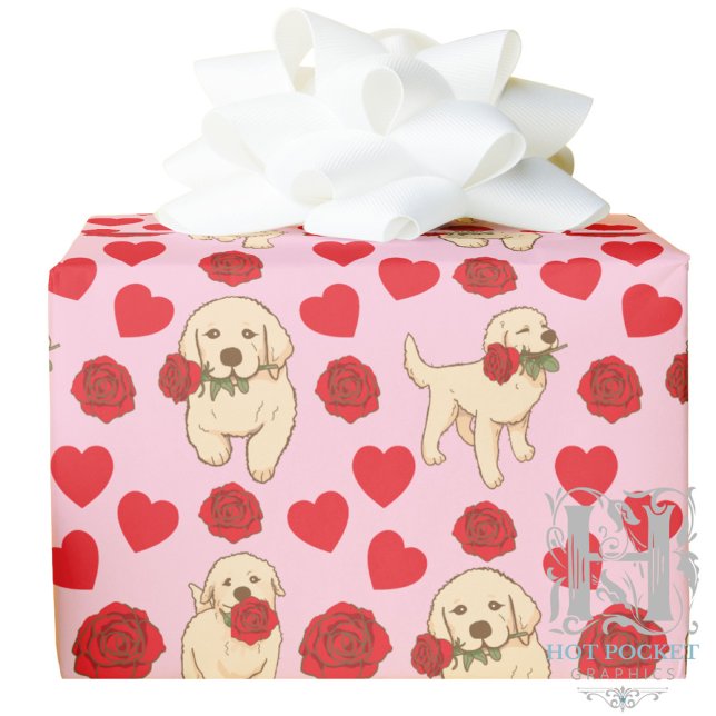 Papel De Presente Dog Lover Valentine Gift Wrapping Paper - Pink (Criador carregado)
