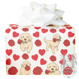 Papel De Presente Dog Lover Valentine Gift Wrapping Paper - White