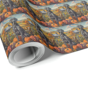 Papel De Presente Dogue Alemão Colheita de Outono Dia de Ação de Gra