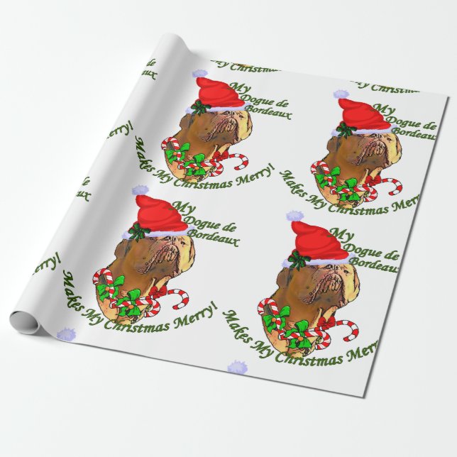 Papel De Presente Dogue de Bordeaux Christmas (Desenrolado)