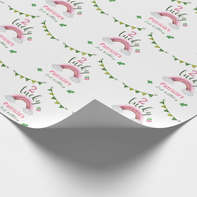 Papel De Presente Dois Aniversário de 2 anos Sortudos (Ponta)