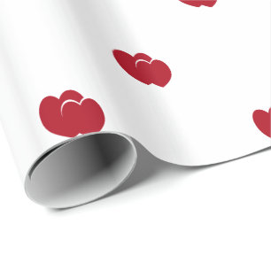 Papel De Presente Dois Corações Vermelhos em Branco