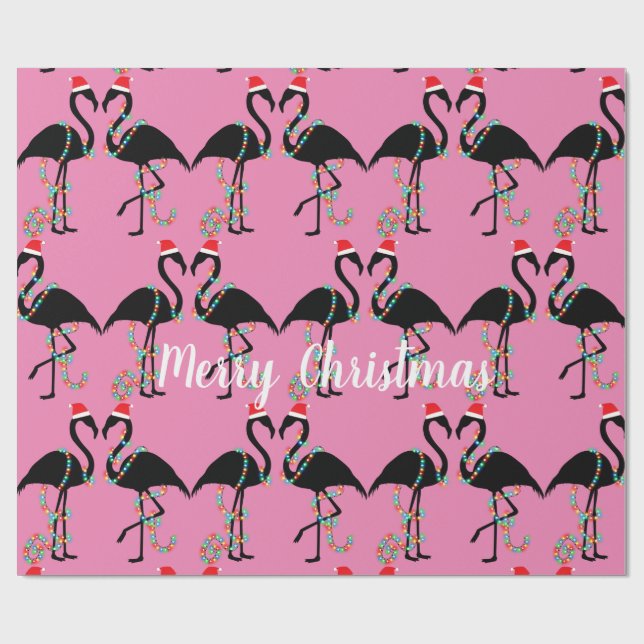 Papel De Presente Dois Flamingos Natal  (Aberto)